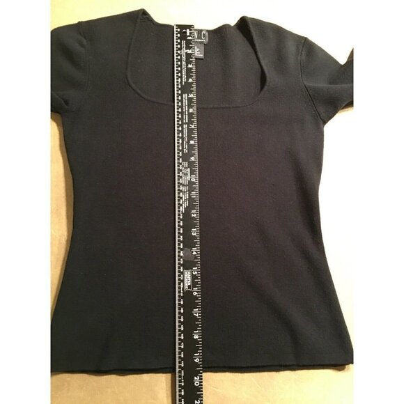INC INTERNATIONAL CONCEPTS Pre-Owned Scoop Neck Knit Top, BLACK, Size S - Picture 5 of 7